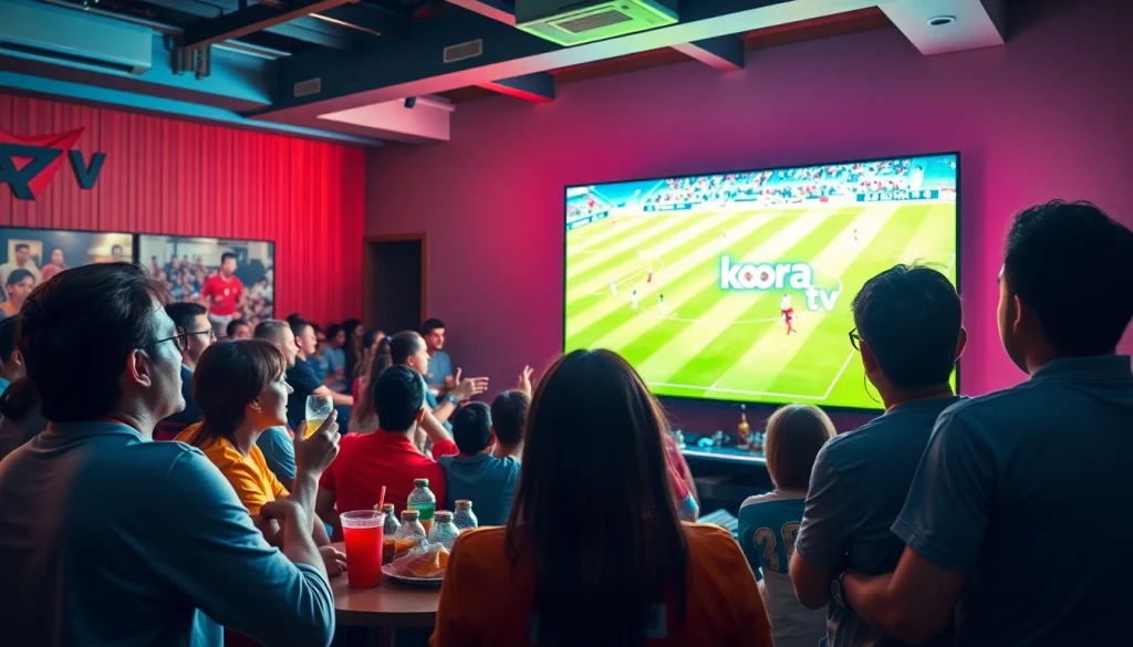 جماهير متحمسة تشاهد مباراة مباشرة على كوورة تي في بحماس وروح الفريق.