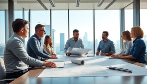 Construction advocacy Colorado professionals collaborating in a bright conference room.