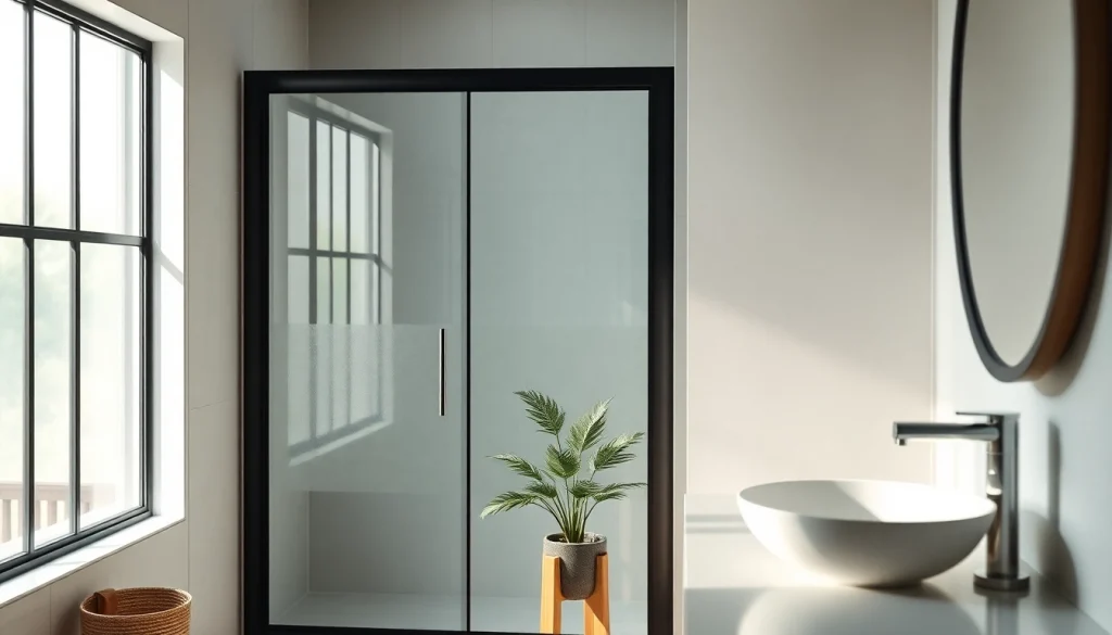 Enhance your bathroom aesthetics with a stylish shower door black frame offering modern elegance.