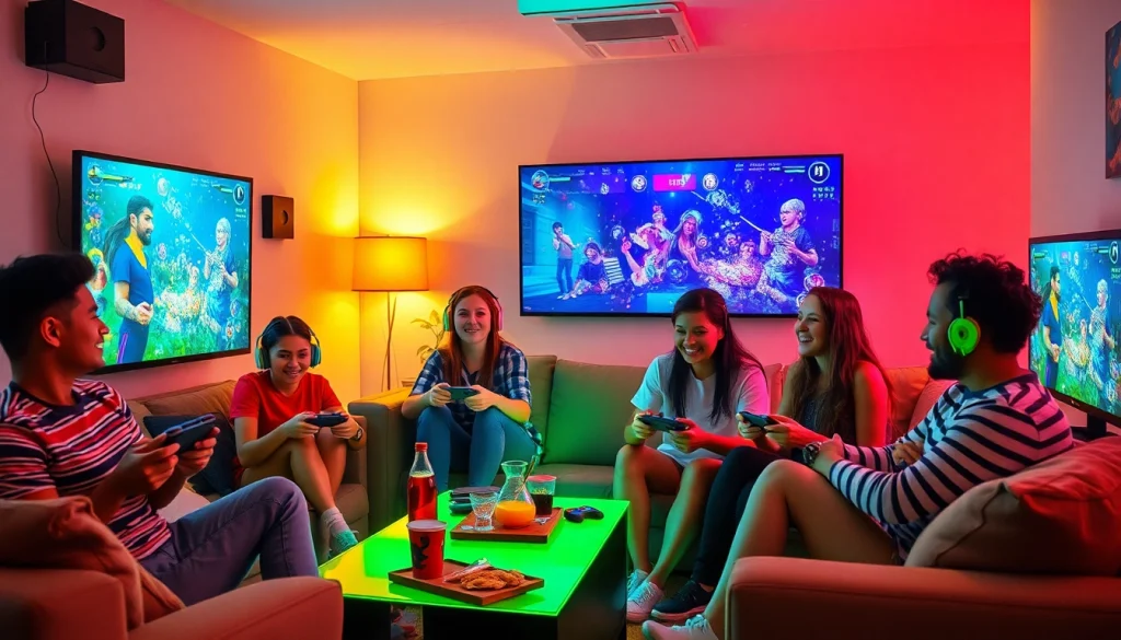 Explore exciting free porn games with friends in a lively gaming night atmosphere.