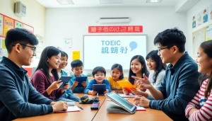 教室でスタディサプリTOEIC キャンペーンコードの学習に取り組む生徒