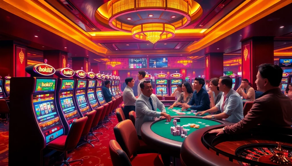 Experience the thrill at hoki77 link with players enjoying exciting casino games and vibrant slot machines.