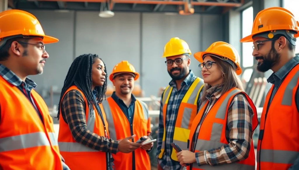 Engaged professionals in construction training programs learning safety practices on-site.
