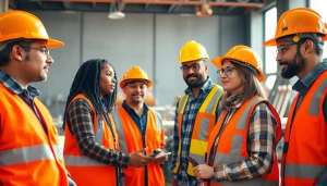 Engaged professionals in construction training programs learning safety practices on-site.