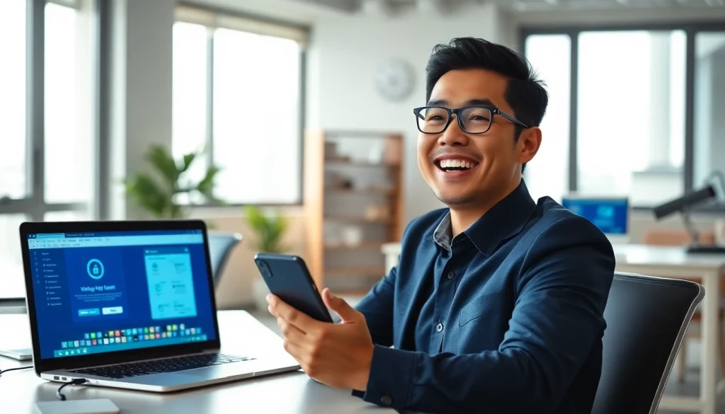 现代工作空间中多设备场景下的快连 VPN 连接。