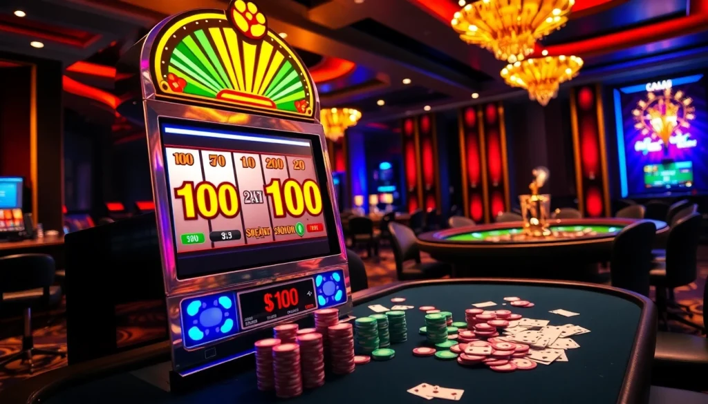 Rasakan sensasi menang dengan Slot Bonus 100 di mesin slot kasino mewah.