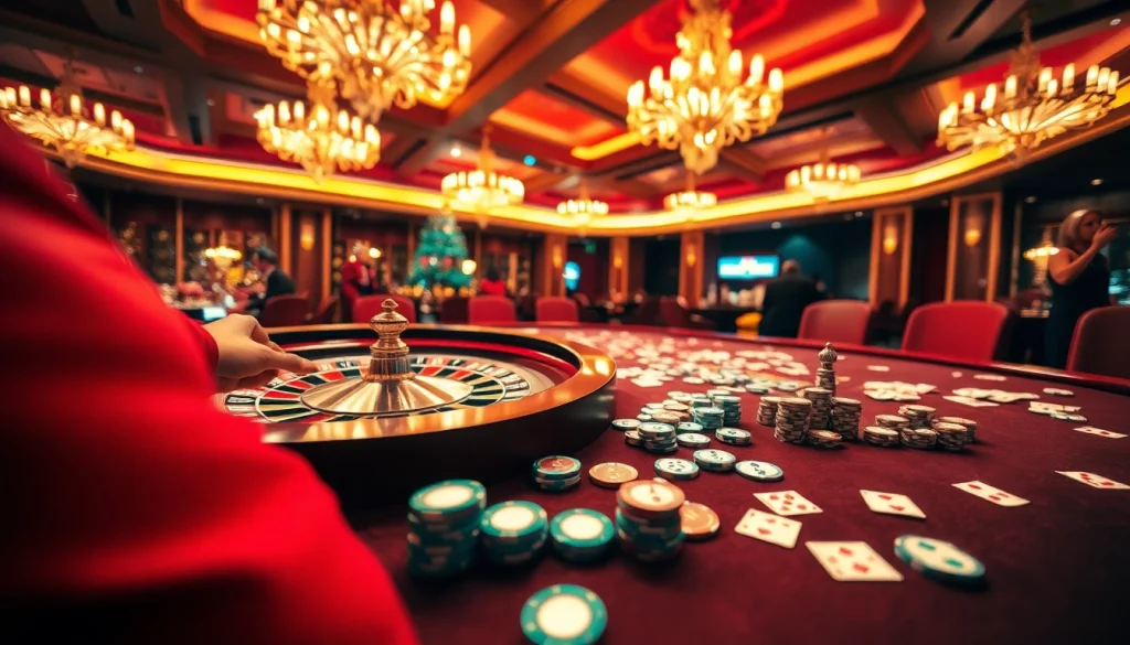 Permainan dewa live di meja kasino dengan suasana mewah dan penuh semangat.