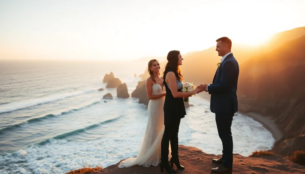 Beautiful couple embraced by the cliffs, showcasing the magic of a Big Sur wedding photographer capturing love.