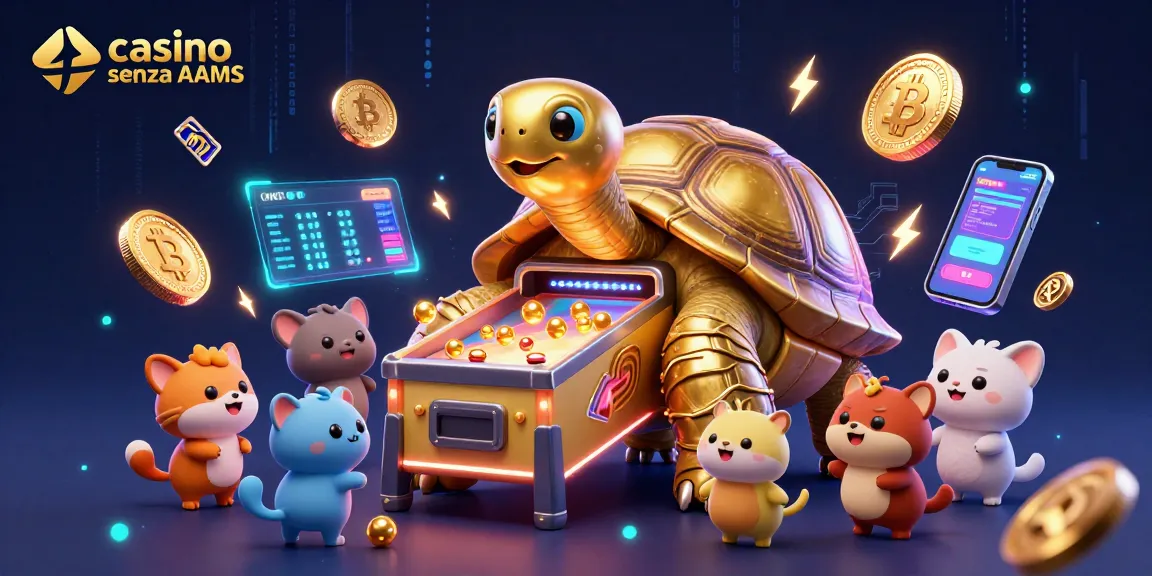 Gioca nei casino senza AAMS con una enorme tortuga dorata come pinball e animali entusiasti.