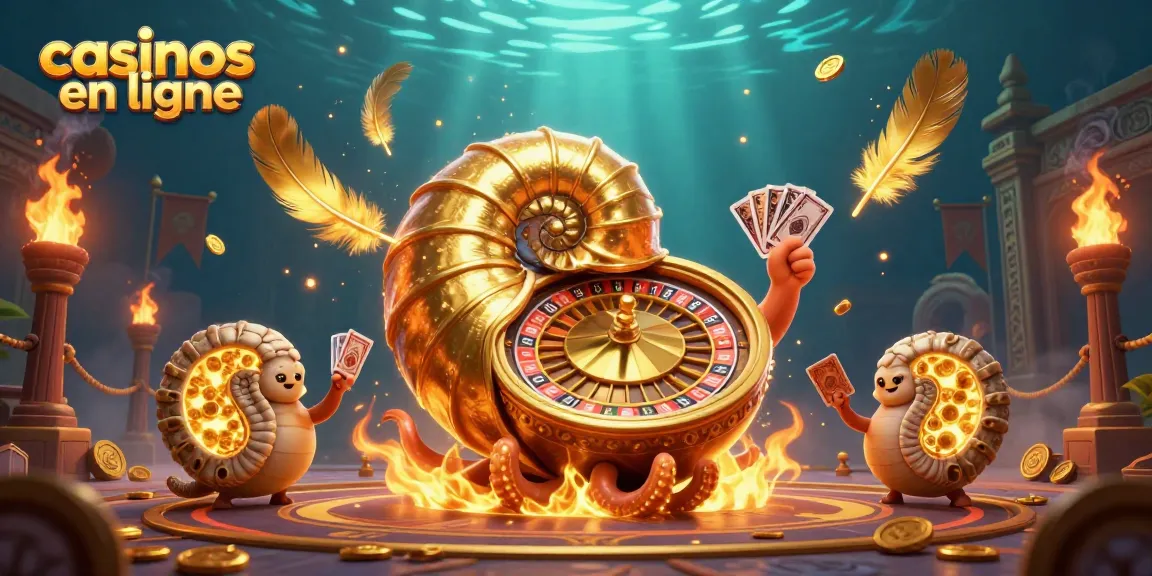 Jeux passionnants dans les casinos en ligne avec cette illustration dynamique de nautilus et cartes.