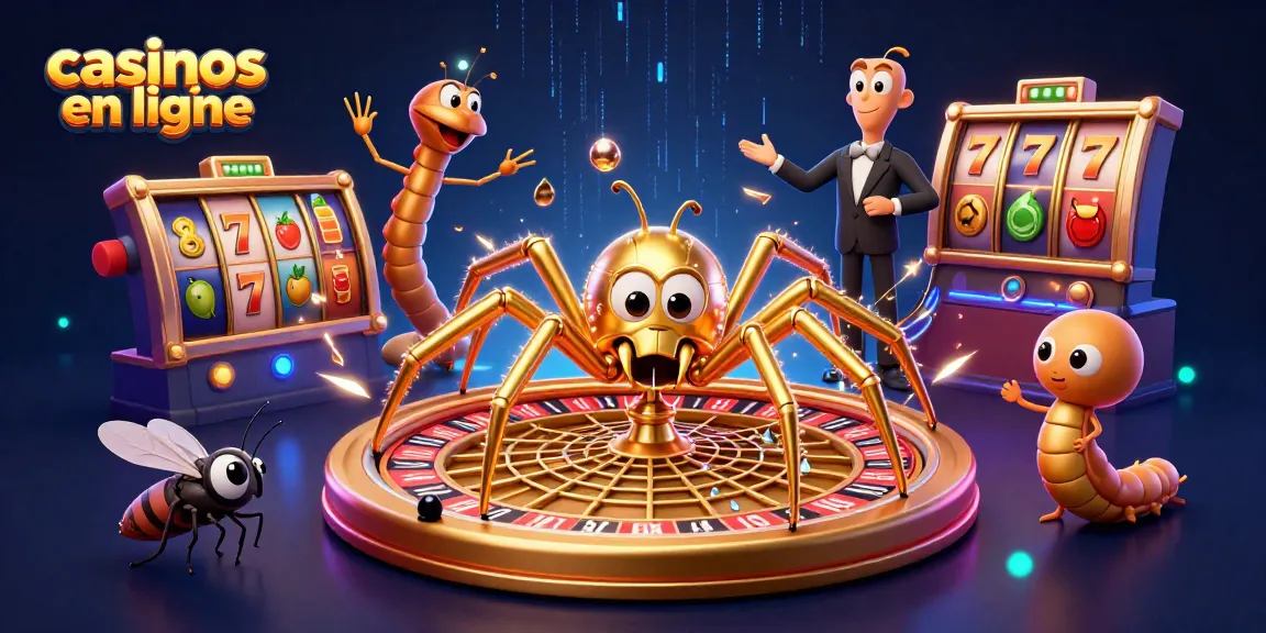 Placer des paris dans les casinos en ligne avec une araignée dorée et des éléments de machines à sous.