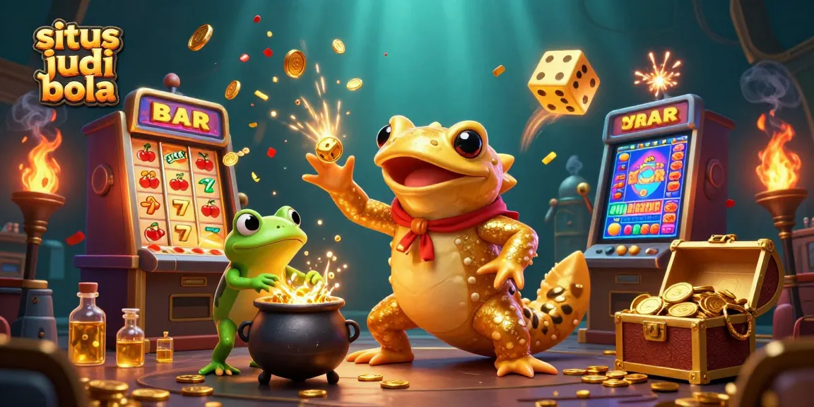 Experience exciting situs judi bola action with alchemical characters crafting gold against a rich casino backdrop.