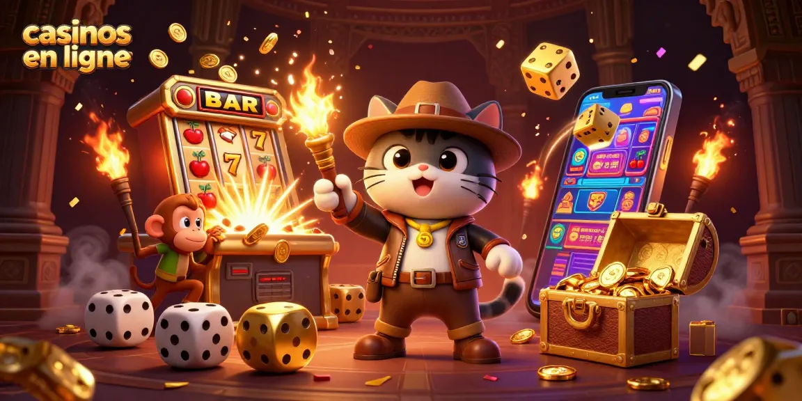 Découvrez des casinos en ligne avec un chat explorateur et un singe dans un temple rempli d'or.