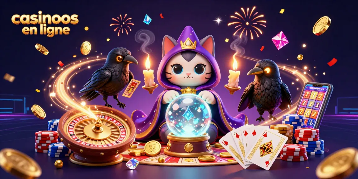 Visualisez des gains excitants dans les casinos en ligne avec un chat mystique et des jeux de chance.