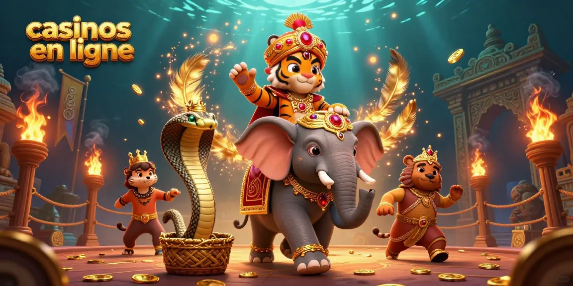 Vivez l'excitation des casinos en ligne avec un maharaja tigre et un éléphant décoré, symbole de chances
