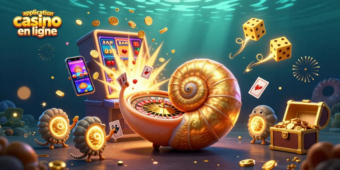 Application casino en ligne : illustration dynamique avec un nautilus géant et une machine à sous gagnante
