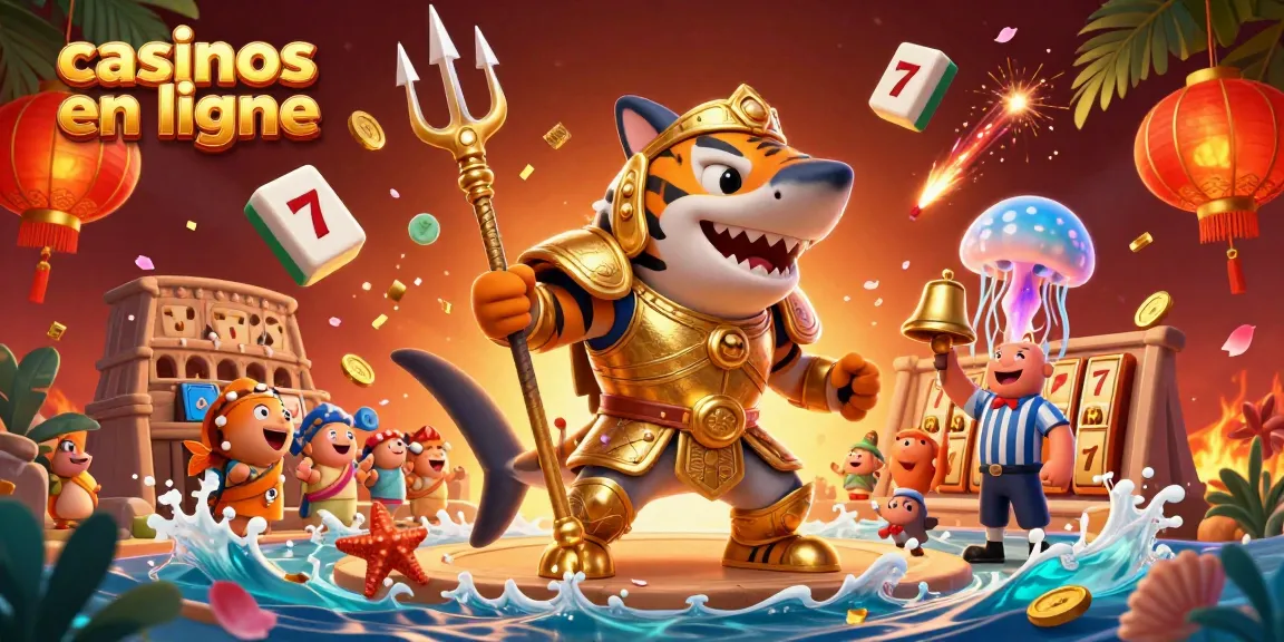 Vivez l'excitation des casinos en ligne avec le tigre requin dans une arène sous-marine dynamiquement animée.