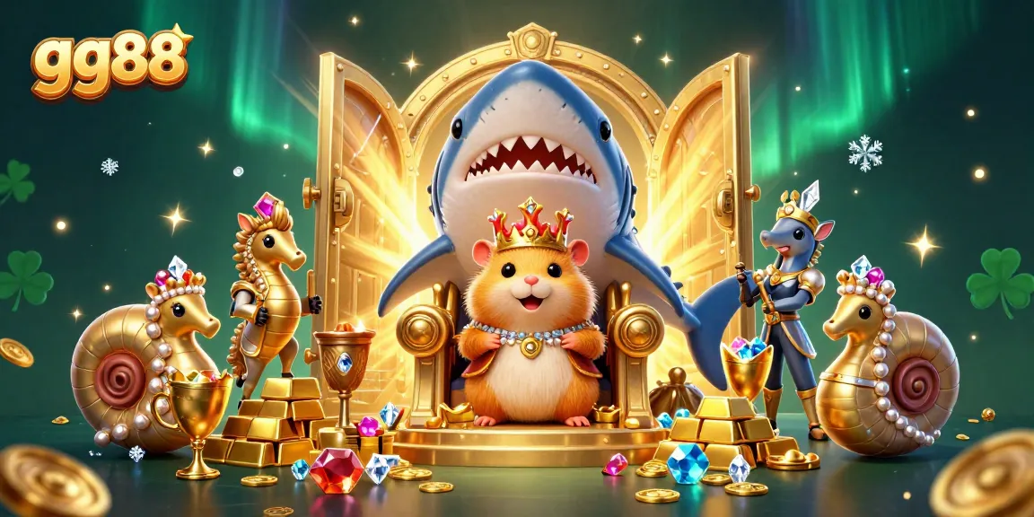 Experience the thrill of gg88 with a fierce hamster king surrounded by treasures and games of chance.