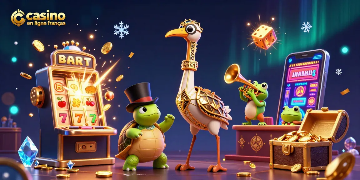 Découvrez l'univers captivant des jeux de casino en ligne français avec des personnages animés festifs.